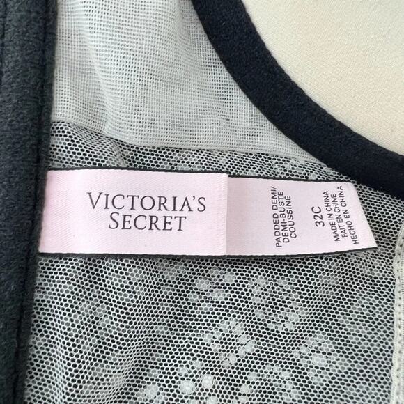 Victoria's Secret Very Sexy Lined Demi Bra Black Lace Corset Zip Back 32C - Picture 4 of 7